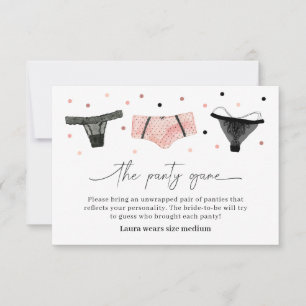 Tarjeta De Agradecimiento Lingerie Bridal Shower Panty Game Card