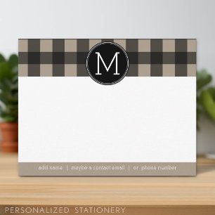 Tarjeta De Agradecimiento Lino rústico Cuadro de búfalo negro gingham Gracia