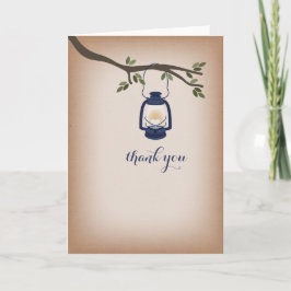 Tarjeta De Agradecimiento Linterna de Camping Azul Inspirada en Cartulina Gr