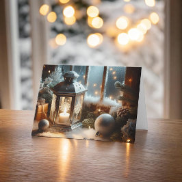 Tarjeta De Agradecimiento Linterna plateada de invierno de vacaciones