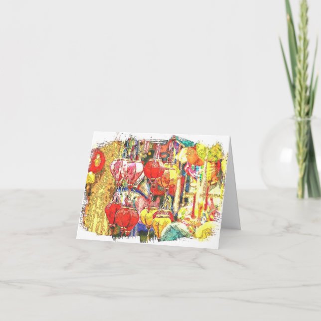 Tarjeta De Agradecimiento Linterna vietnamita doblada Notecard (Anverso)