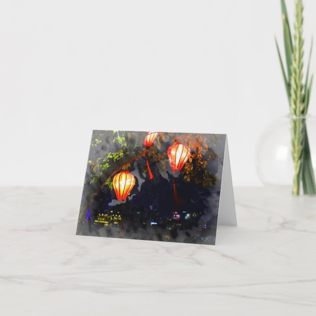 Tarjeta De Agradecimiento Linterna vietnamita doblada Notecard (Anverso)