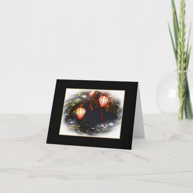 Tarjeta De Agradecimiento Linterna vietnamita doblada Notecard (Anverso)