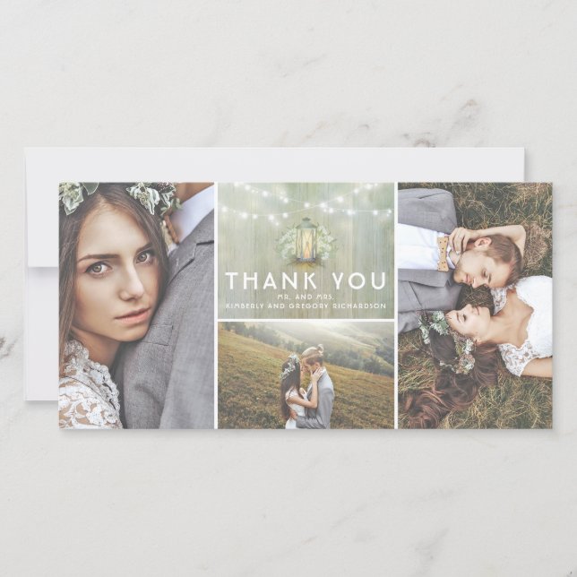 Tarjeta De Agradecimiento Linterna y Boda del aliento del bebé gracias (Anverso)