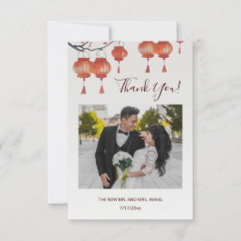 Tarjeta De Agradecimiento Linternas Boda chino gracias