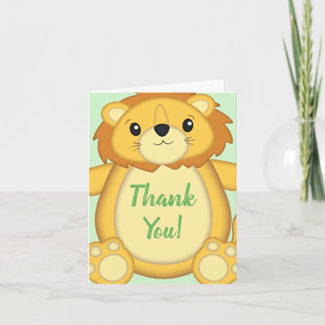 Tarjeta De Agradecimiento Lion Baby Shower Safari (Anverso)