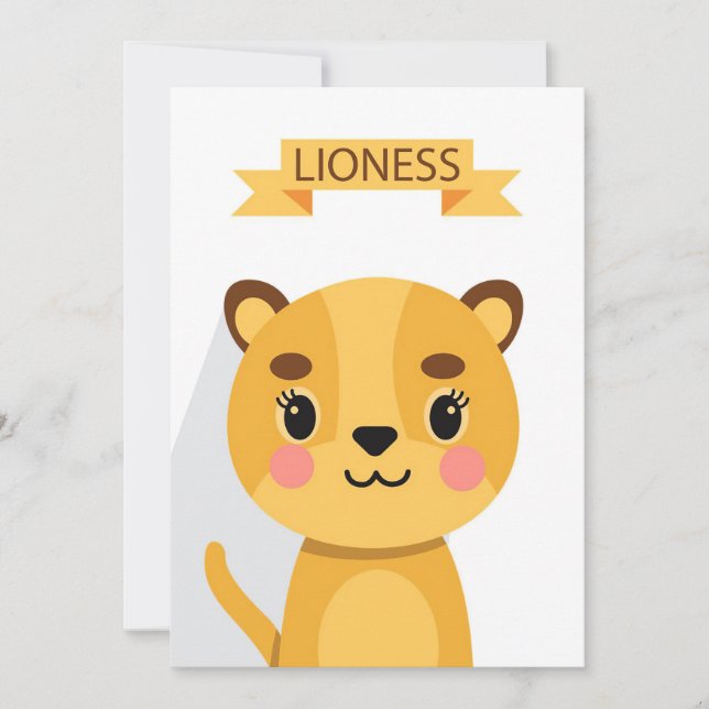 Tarjeta De Agradecimiento Lion Cute Lioness (Anverso)
