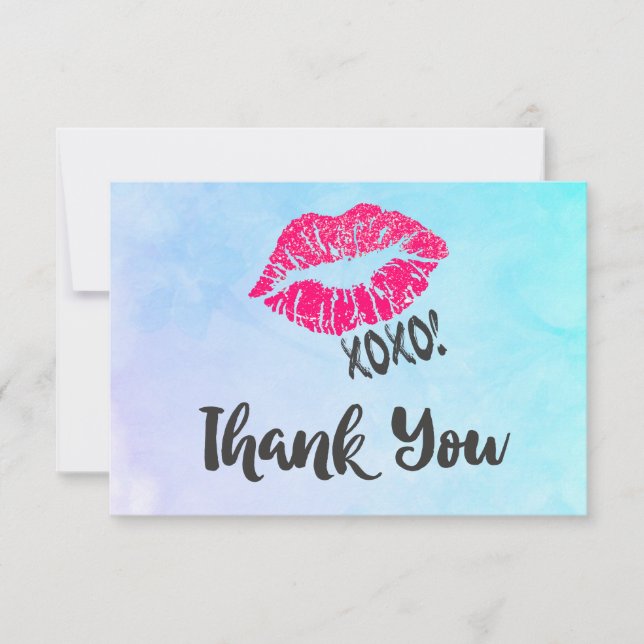Tarjeta De Agradecimiento ¡Lips rosadas con xoxo! Gracias (Anverso)