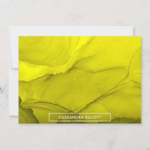 Tarjeta De Agradecimiento Líquido de Tinta Alcohólica Amarillo Intenso Abstr