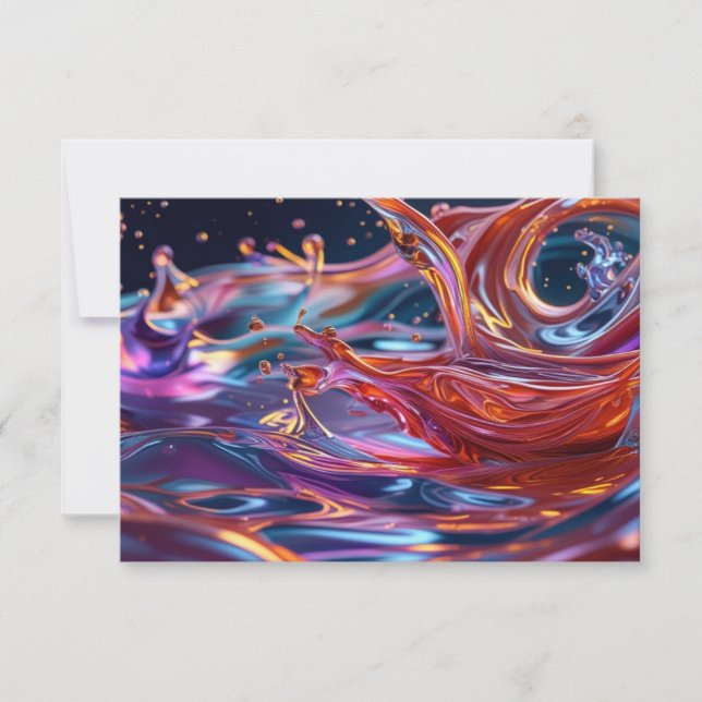 Tarjeta De Agradecimiento Líquidos de Color Salpicaduras (Anverso)