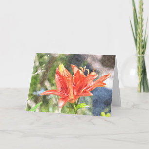 Tarjeta De Agradecimiento Lirio anaranjado Notecard de la acuarela