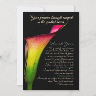 Tarjeta De Agradecimiento Lirio Calla Escritura – Floral Rojo Amarillo Verde