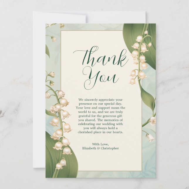 Tarjeta De Agradecimiento Lirio elegante del valle Boda floral (Anverso)