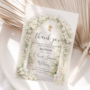 Tarjeta De Agradecimiento Lirios Blancos de Calla & Bautizo de Orquídeas 