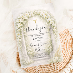 Tarjeta De Agradecimiento Lirios Calla Blancos & Bautizo de Orquídeas 