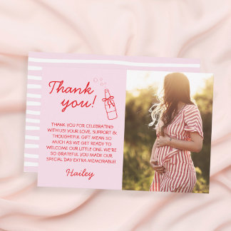 Tarjeta De Agradecimiento Listo para explotar Botella de soda Rosa y Rojo Ba