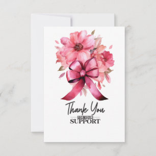 Tarjeta De Agradecimiento Listón Rosa de Conciencia del Cáncer de Mama con F