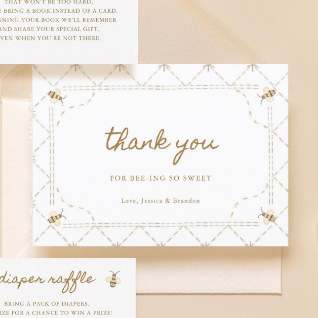 Tarjeta De Agradecimiento Little Bee Baby Shower (Subido por el creador)