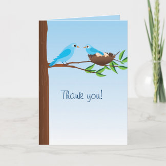 Tarjeta De Agradecimiento Little Blue Bird Baby Shower Thank You Card