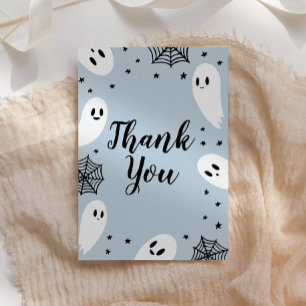 Tarjeta De Agradecimiento Little Boo Blue Halloween Baby Shower