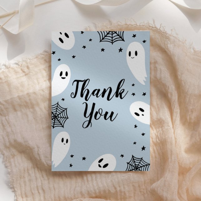 Tarjeta De Agradecimiento Little Boo Blue Halloween Baby Shower (Subido por el creador)