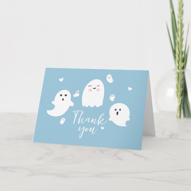 Tarjeta De Agradecimiento Little Boo Ghost Boy Baby Shower (Anverso)