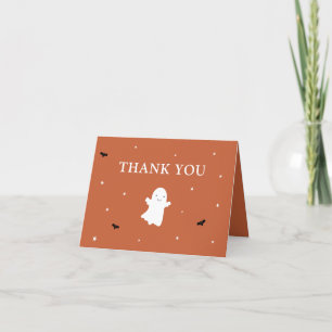Tarjeta De Agradecimiento Little Boo Ghost Naranja Baby Shower Gracias