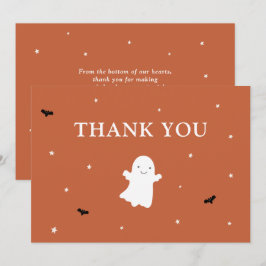 Tarjeta De Agradecimiento Little Boo Ghost Naranja Baby Shower Gracias