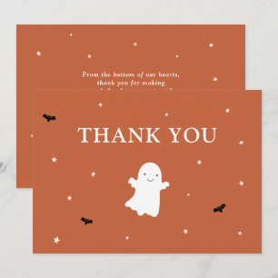 Tarjeta De Agradecimiento Little Boo Ghost Naranja Baby Shower Gracias