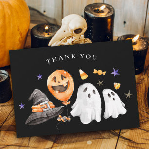 Tarjeta De Agradecimiento Little Boo Halloween Baby Shower Black