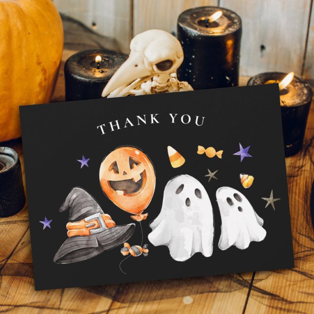 Tarjeta De Agradecimiento Little Boo Halloween Baby Shower Black (The 'Little Boo' Thank You Card is not merely a card; it is an expression of warmth and of gratitude)