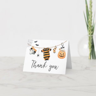 Tarjeta De Agradecimiento Little Boo Halloween Clothesline Baby Shower