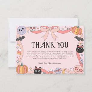 Tarjeta De Agradecimiento Little Boo Halloween Coquette Baby Shower