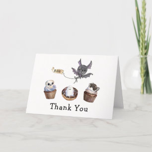 Tarjeta De Agradecimiento Little Boo Halloween cupcake Baby Shower