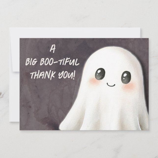 Tarjeta De Agradecimiento Little Boo Halloween Ghost Baby Shower (Anverso)