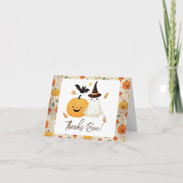 Tarjeta De Agradecimiento Little Boo Halloween Gracias Baby Shower (Anverso)