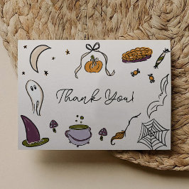 Tarjeta De Agradecimiento Little Boo Halloween Ilustró Baby Shower
