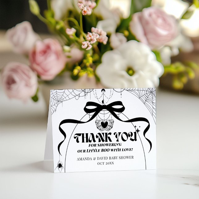 Tarjeta De Agradecimiento Little Boo Minimal Gothic Halloween Baby Shower (Subido por el creador)