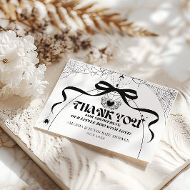 Tarjeta De Agradecimiento Little Boo Minimal Gothic Halloween Baby Shower