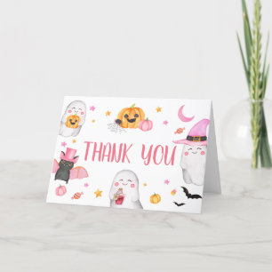 Tarjeta De Agradecimiento Little Boo Pink Ghost Baby Shower