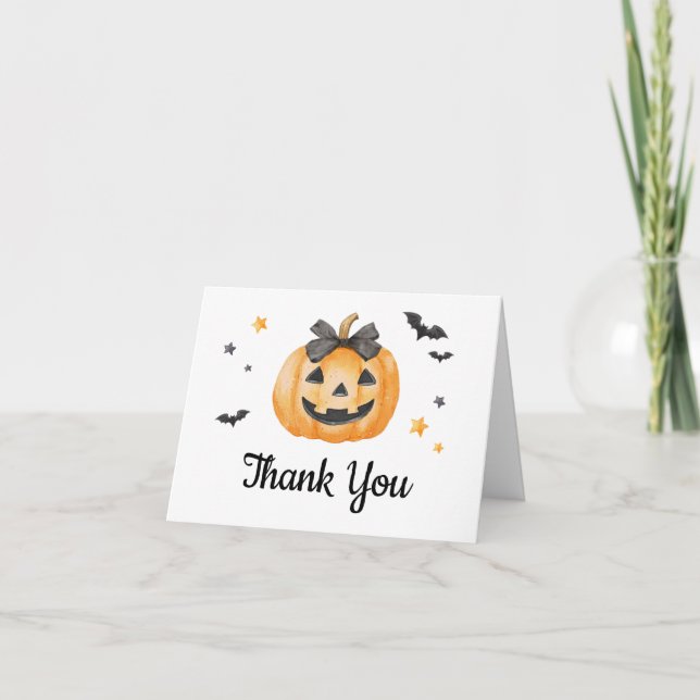Tarjeta De Agradecimiento Little Boo Spookkin Pumpkin Baby Shower (Anverso)