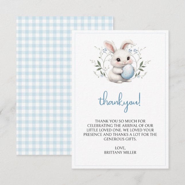 Tarjeta De Agradecimiento Little Bunny Easter Baby Shower (Anverso / Reverso)