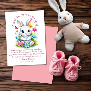 Tarjeta De Agradecimiento Little Bunny Wildflower Garden Easter Baby Shower