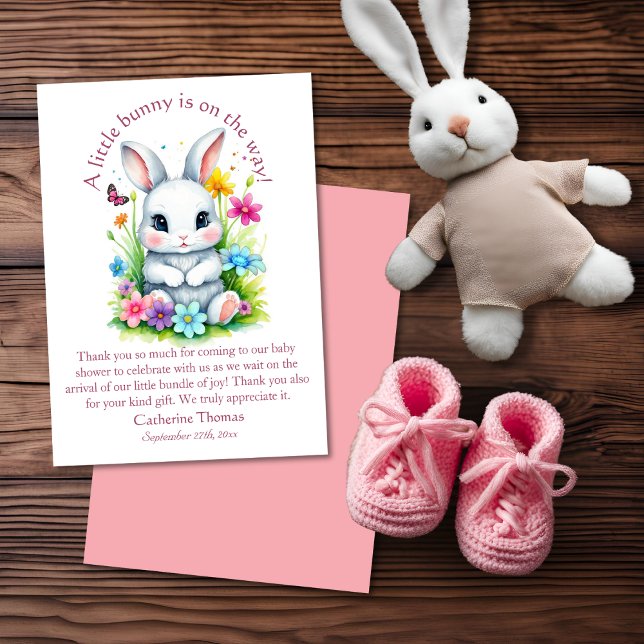 Tarjeta De Agradecimiento Little Bunny Wildflower Garden Easter Baby Shower (Subido por el creador)