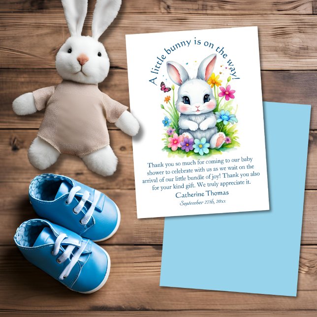 Tarjeta De Agradecimiento Little Bunny Wildflower Garden Easter Baby Shower (Subido por el creador)