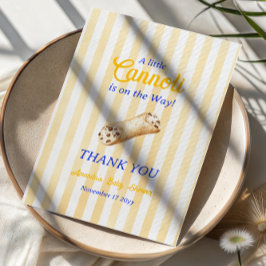 Tarjeta De Agradecimiento Little Cannoli Yellow Blue Italian Baby Shower
