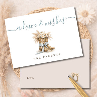 Tarjeta De Agradecimiento Little Cowboy Baby Shower Advice Wishes Parents