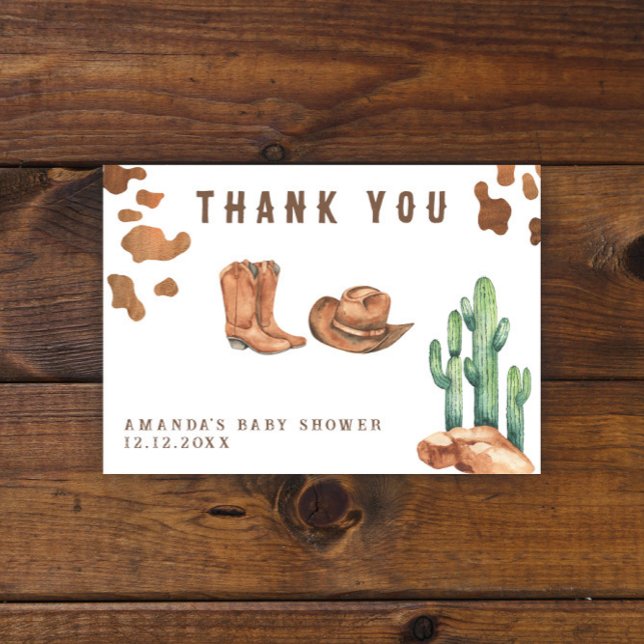 Tarjeta De Agradecimiento Little Cowboy Baby Shower Gracias (Subido por el creador)
