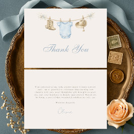 Tarjeta De Agradecimiento Little Cowboy Clothesline Baby Shower