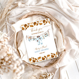 Tarjeta De Agradecimiento Little Cowboy Clothesline WildWest Boy Baby Shower